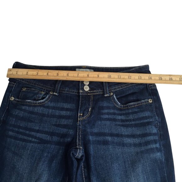 Aeropostale Jeans Womens 1/2 Regular Blue Dark Wash Hailey Flare Stretch Denim - Picture 11 of 16